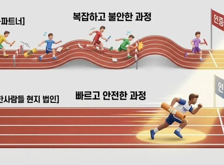 인도네시아 인증 대행 현지 파트너와 현지 법인 업무 처리 속도 비교