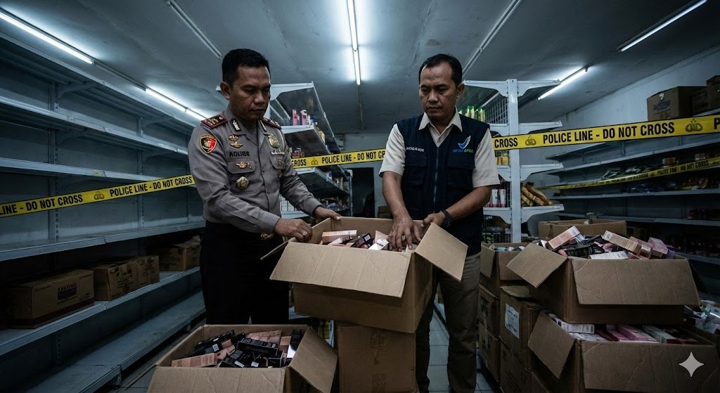 인도네시아 불법 화장품 BPOM 단속 및 압수 현장