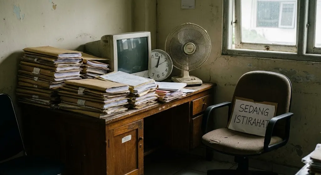 인도네시아 관공서 행정 처리 지연과 서류 적체 현장