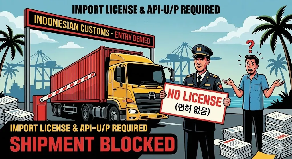 인도네시아 수입 라이선스 미보유 바이어로 인한 통관 거부 상황